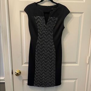 Sophisticated Black and Gray Midi Dress
